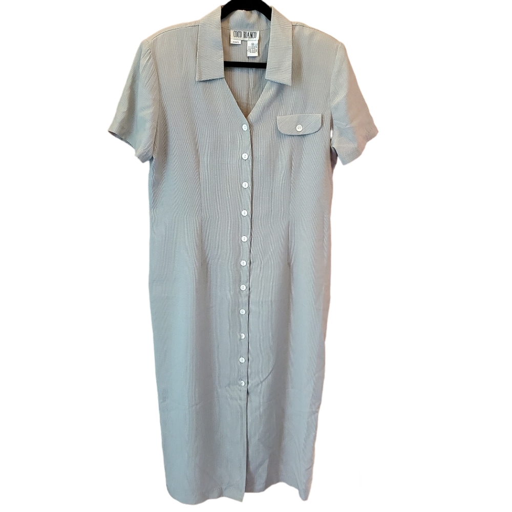 Coco Bianco Dress sz 14 Button Down Tie Back Semi Formal Church Business Attire